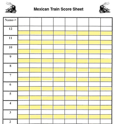 4 Free Sample Mexican Train Score Sheet Templates - Printable Samples