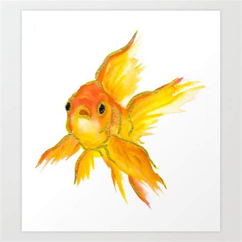 Glowing Goldfish Watercolor Art Print by Claire Costa Saphire | Society6