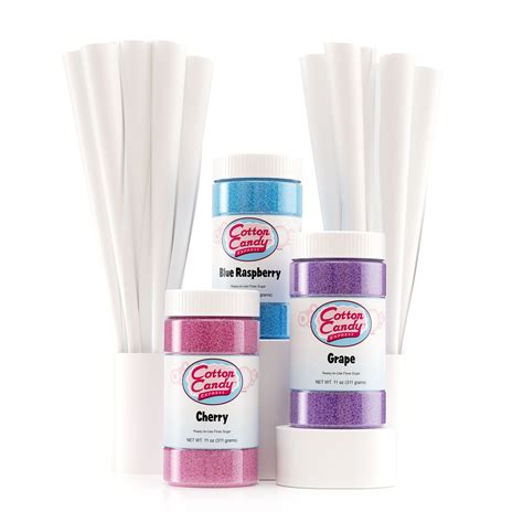 Cotton Candy Express 3-Flavor Fun Pack of Cotton Candy Floss Sugar and 50 Cones (11-Ounce Jars ...