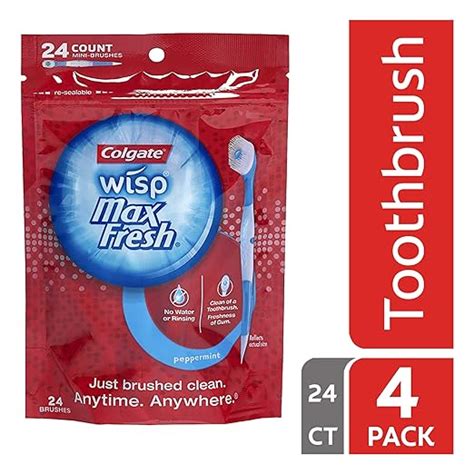 Colgate Travel Disposable Toothbrush Max Fresh Wisp Peppermint 24ct. Pack of 4 35000680761 | eBay