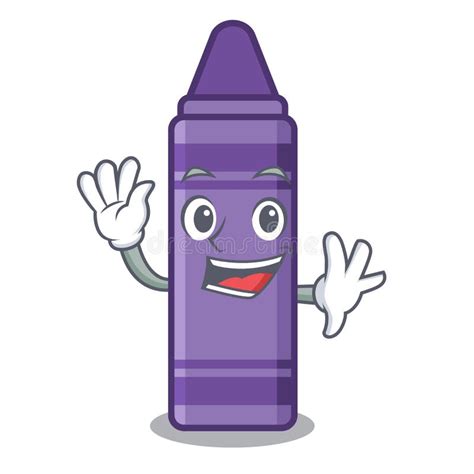 Waving Purple Crayon in the Cartoon Shape Stock Vector - Illustration ...