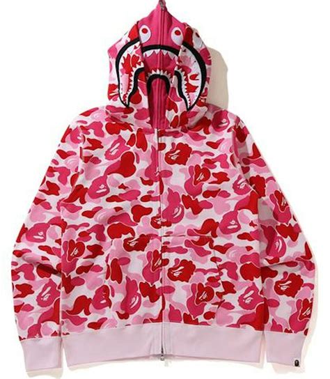 BAPE Big ABC Camo Shark Wide Full Zip Double Hoodie Pink - SS21