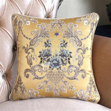 Vintage Floral Couch Gold Decorative Throw Pillows