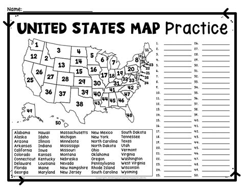 United States Map Quiz & Worksheet: USA Map Test w/ Practice Sheet (US Map Quiz) | Made By Teachers