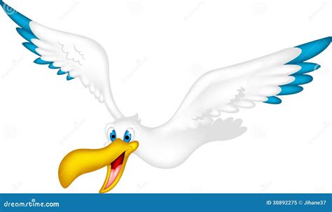 Cute Pelican Cartoon Flying Stock Illustration - Illustration: 30892275