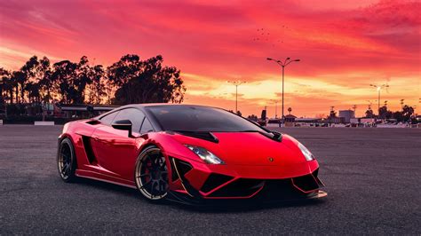 red car red sky #car #red sports car #vehicle #supercar #asphalt #lamborghini luxury vehicle # ...