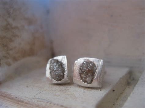 Raw Rough Diamond Stud Earrings by EnzoLuccati on Etsy