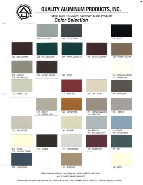 Color Chart – Alloy Gutter