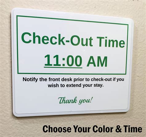 Hotel Room Signs - Check-Out Time Wall Sign - Choose Your Color And ...