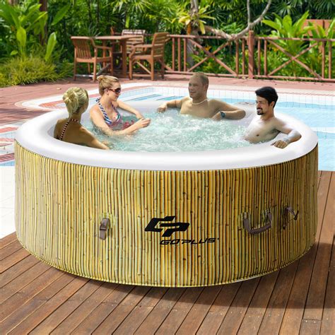 Costway: Goplus 4 Person Inflatable Hot Tub Outdoor Jets Portable Heated Bubble Massage Spa ...