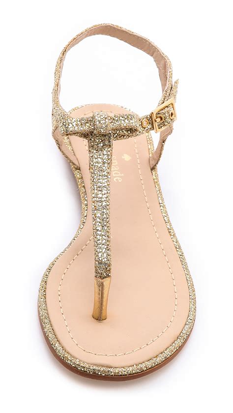 Kate Spade Andrea Metallic Flat Sandals Gold - Lyst