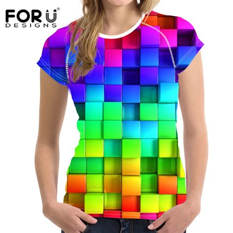 Aliexpress.com : Buy FORUDESIGNS Bright Mixed Color T Shirt for Women Stylish Lady Clothes ...