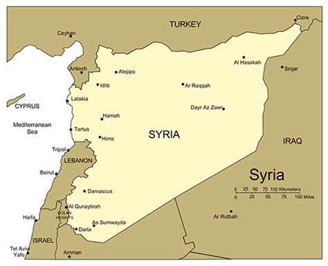 Syria, PowerPoint Map, Major Cities and Capital - MAPS for Design