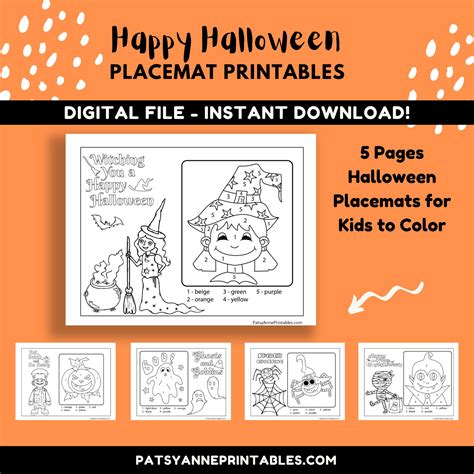 Halloween Placemats to Color Halloween Placemat Printable - Etsy