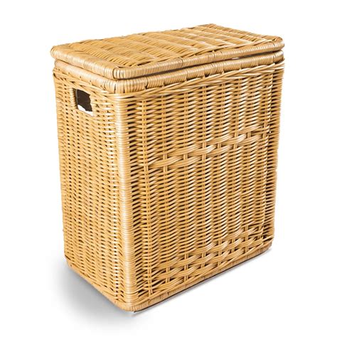 Narrow Rectangular Lidded Wicker Laundry Hamper | The Basket Lady