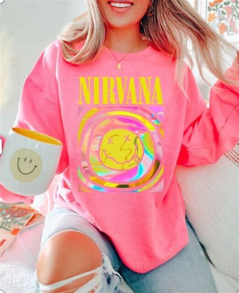 Nirvana Preppy Sweatshirt, Oversized Sweatshirt,preppy Crewneck, Summer Hoodie,sunset Sweatshirt ...