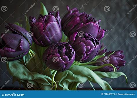 Original Dark Purple Tulips Bouquet for Anniversary Greetings Stock Illustration - Illustration ...