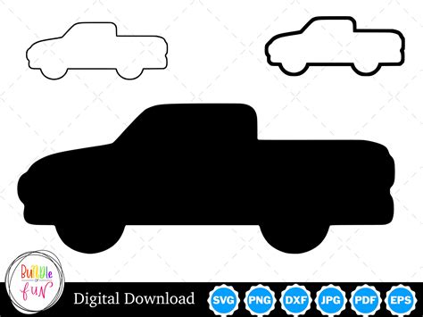 Pickup Truck Silhouette With Two Outlines Pickup Truck SVG Pickup Truck Outline SVG Pickup Truck ...