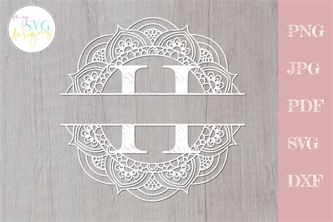 Split monogram H svg, Monogram frame svg By MySVGDesigns | TheHungryJPEG.com