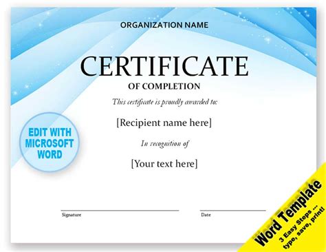 Contemporary Certificate Of Completion Template Digital Download ...