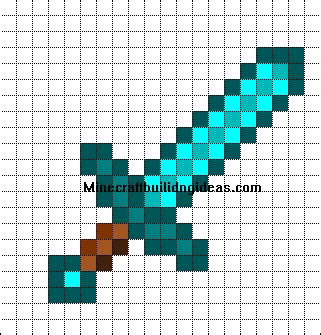 Minecraft Pixel Art Templates: Diamond sword