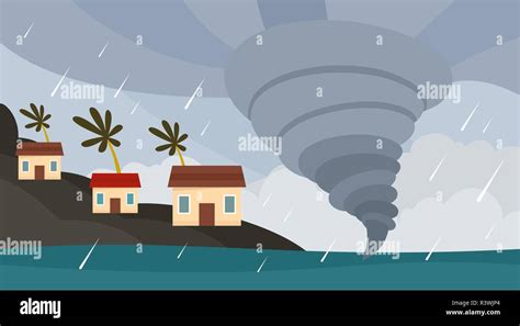 Tornado Hawaii island background. Flat illustration of tornado Hawaii ...