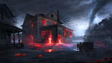 1100x624 Resolution Spooky Halloween House 1100x624 Resolution Wallpaper - Wallpapers Den