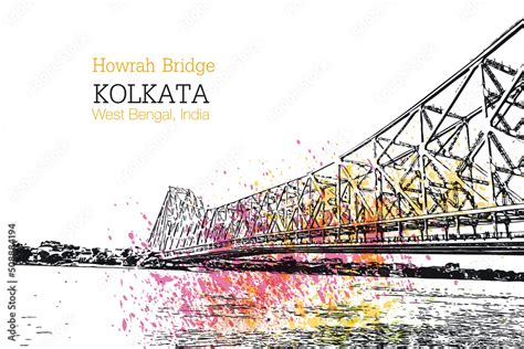 Kolkata howrah bridge of Kolkata, City in West Bengal vector ...