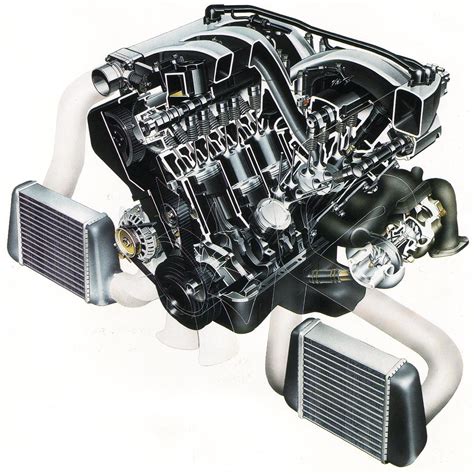 Nissan 300zx Twin Turbo Engine Cutaway Drawing in High quality