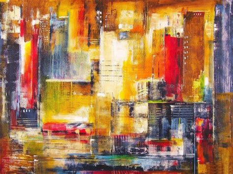 Original Abstract Cityscape Artwork - Abstract Cityscape Canvas Print - "City in Motion ...