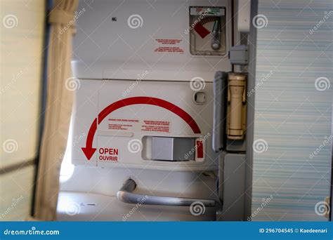 Passenger Airplane Aircraft Emergency Exit Stock Image - Image of cabin, emergency: 296704545