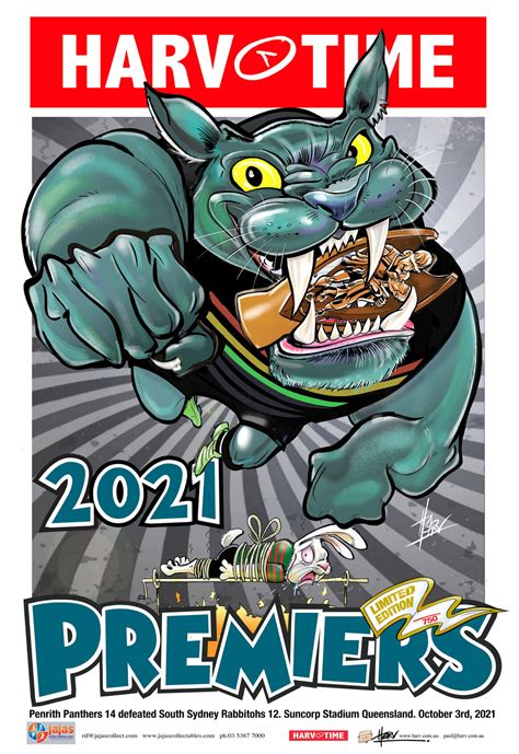 Penrith Panthers 2021 NRL Premiers Harv Time Poster