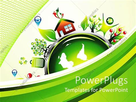 PowerPoint Template: Symbols of recycling and environmentalist around a ...