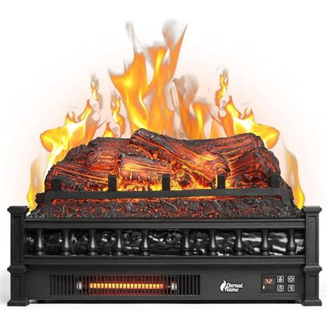 TURBRO 23" Infrared Electric Fireplace Logs, Remote Control, Realistic Pinewood, Thermostat ...