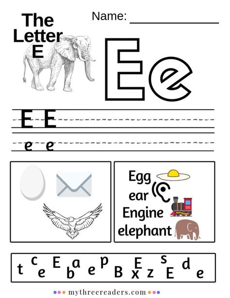 Printable Letter E Worksheets