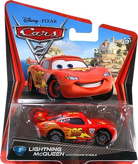 Disney Pixar Cars Cars 2 Main Series Lightning McQueen with Racing Wheels 155 Diecast Car Mattel ...