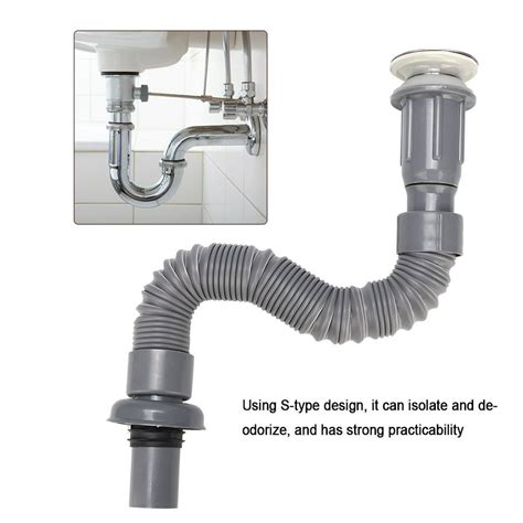 Kritne Drain Pipe,Bathroom Universal Wash Basin Sink Drain Pipe S-Tube Down Waste Pipe Plumbing ...