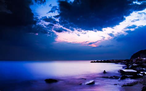 Blue Ocean Sunset wallpaper | nature and landscape | Wallpaper Better