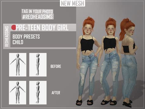 Sims Cas Presets Redheadsims Cc Pre Teen Body Presets New | The Best ...