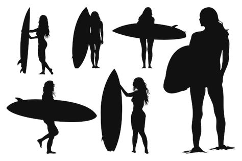 Surfer Girl Clip Art Silhouette