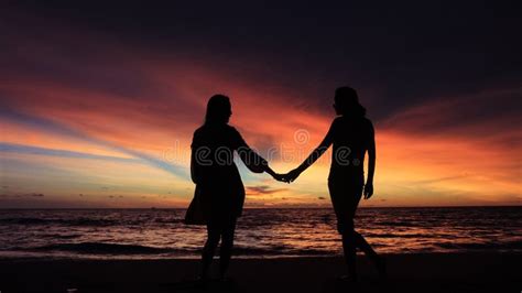 Girl Holding Hands Silhouette