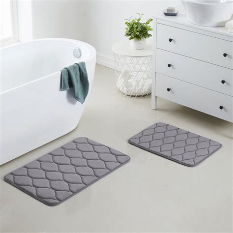 2 Piece Oval Design Memory Foam Bathroom Rug Set Non-Slip PVC Backing - Walmart.com