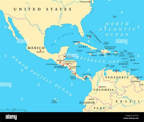 Central America Capitals Map