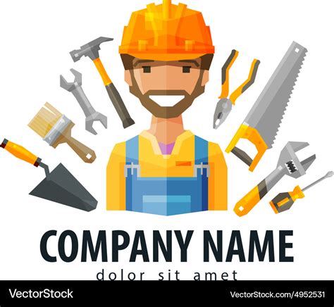 Construction worker logo design template Vector Image