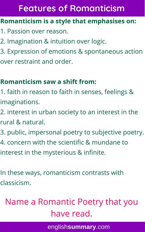 Romanticism in Literature. Features and Examples | English literature notes, Romanticism ...