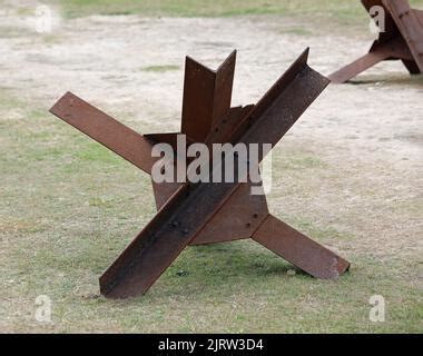 metal cheval de frise is a defensive obstacle used in WWII Stock Photo ...