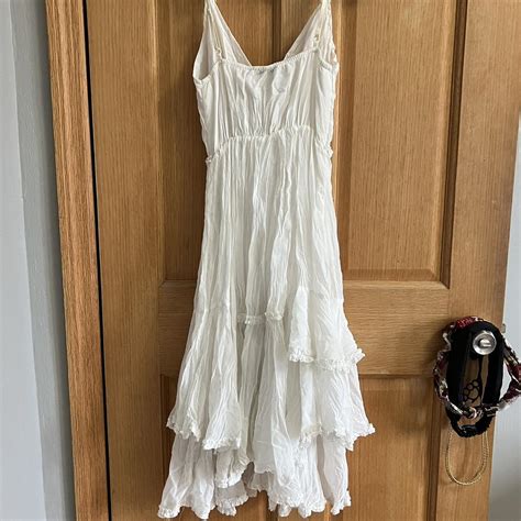 Women's Cream and White Dress | Depop