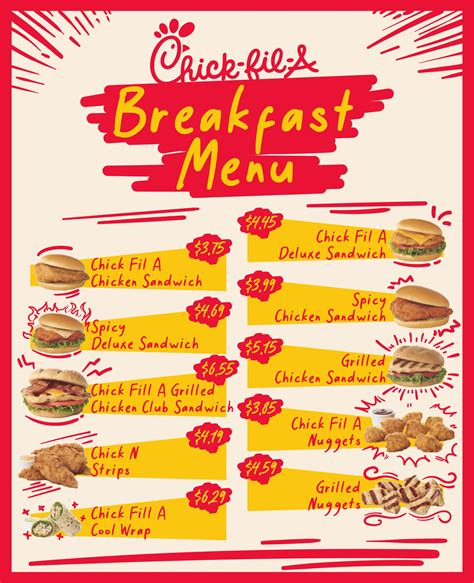 Chick Fil A Menu Breakfast Menu