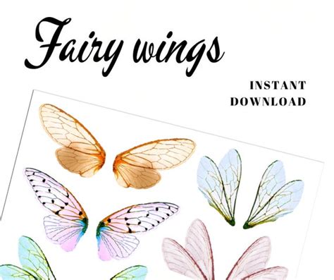 Printable transparent FAIRY WINGS Collage Sheet to jewellery | Etsy