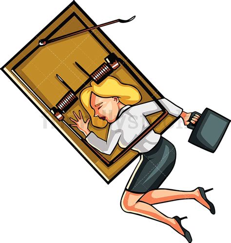 Businesswoman Caught In Mouse Trap Cartoon Vector Clipart - FriendlyStock